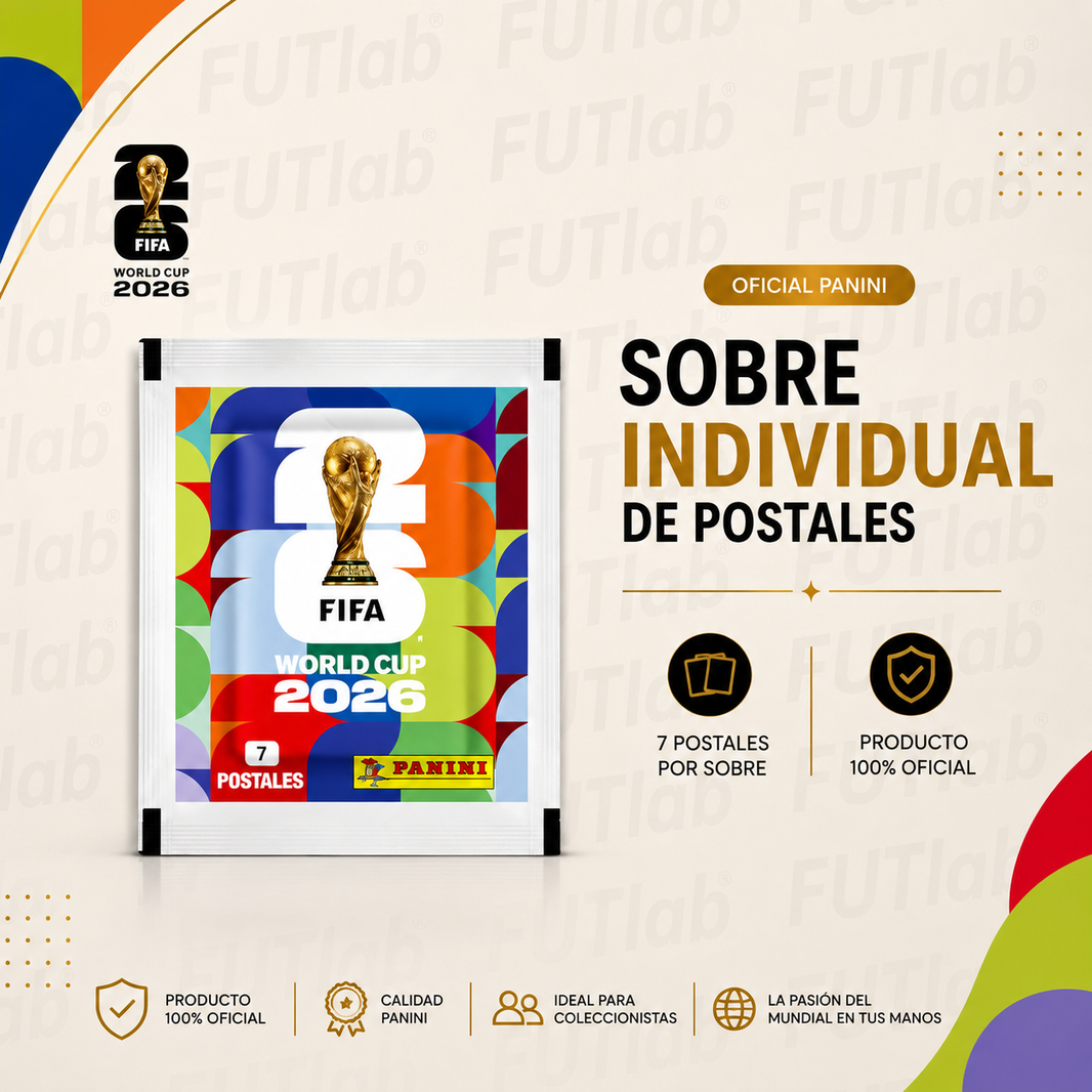 SOBRE INDIVIDUAL POSTALES ALBUM MUNDIAL PANINI 26